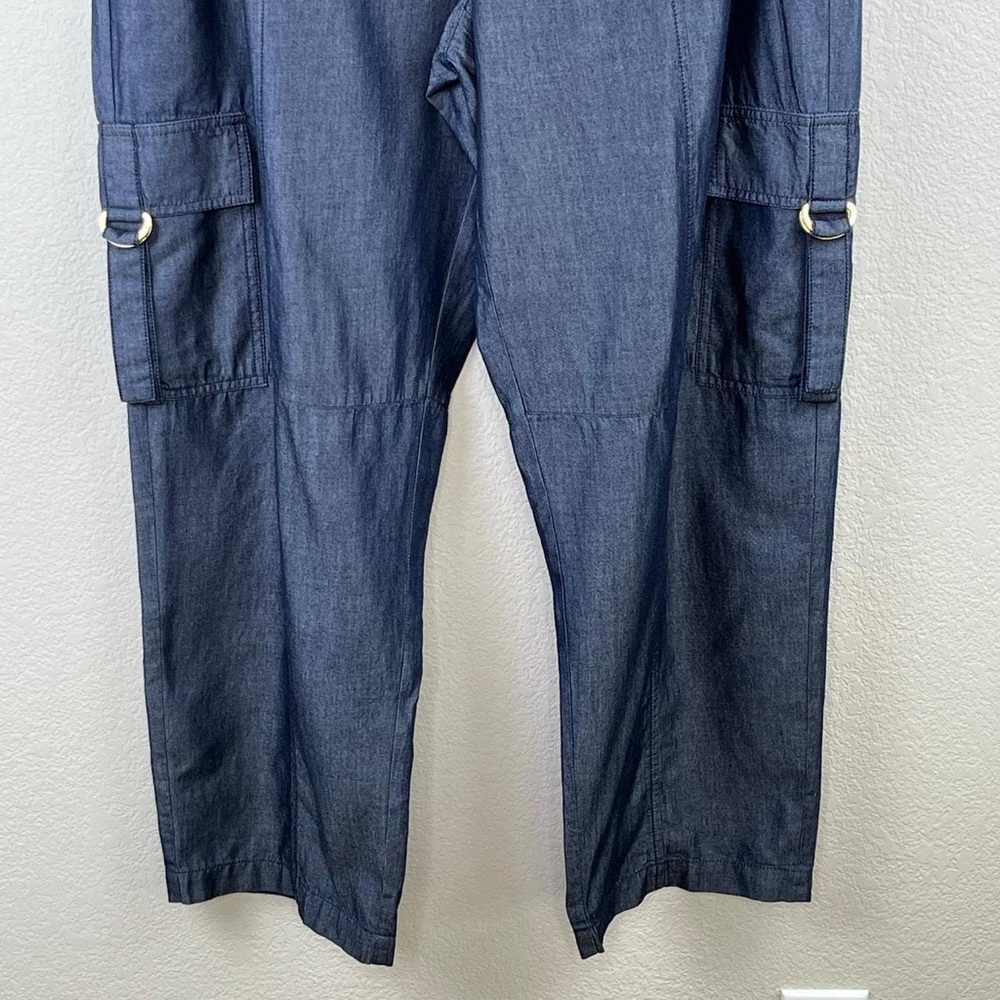 NWT - MICHAEL Michael Kors Indigo Blue High Rise Wide Leg Pull-On Cargo Pant 2X - Picture 4 of 12